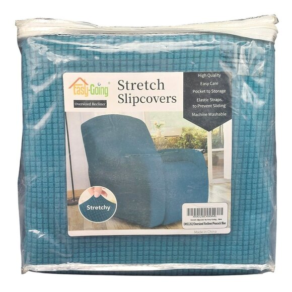 NWT Stretch Slipcover by Easy-Going Oversized Recliner Peacock Blue - Picture 1 of 4